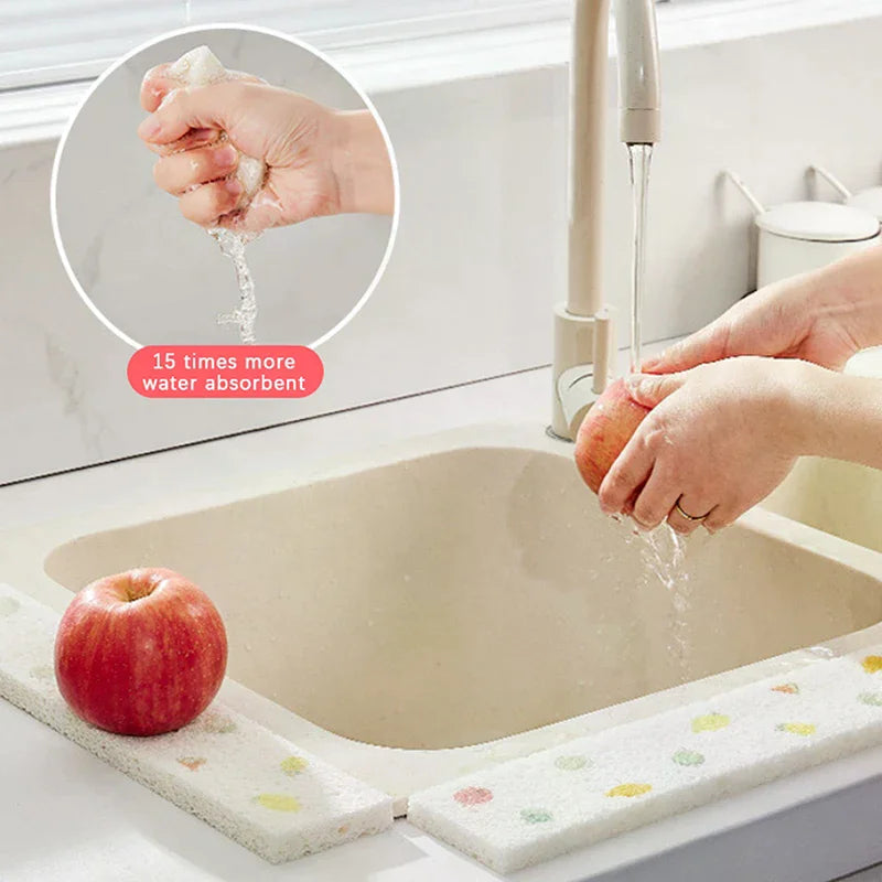 Bathroom Sink Water Catcher Absorbent Mat Adjustable Dish Drying Zpaxo