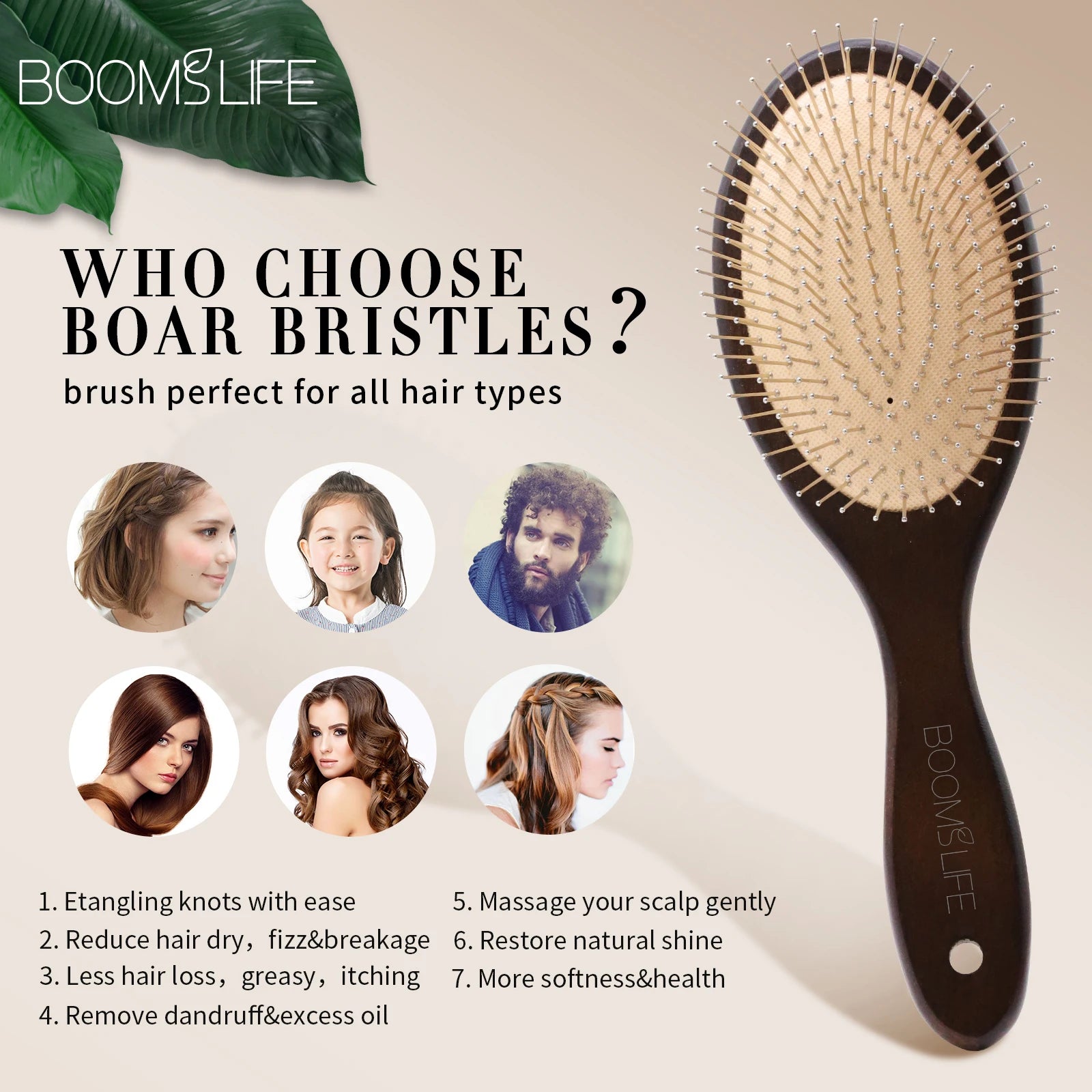 Denman Head Massage Brush Steel Hair Brush Wood HairBrush With Steel Needle Scalp Airbag Hair brush For Hair Combing Zpaxo