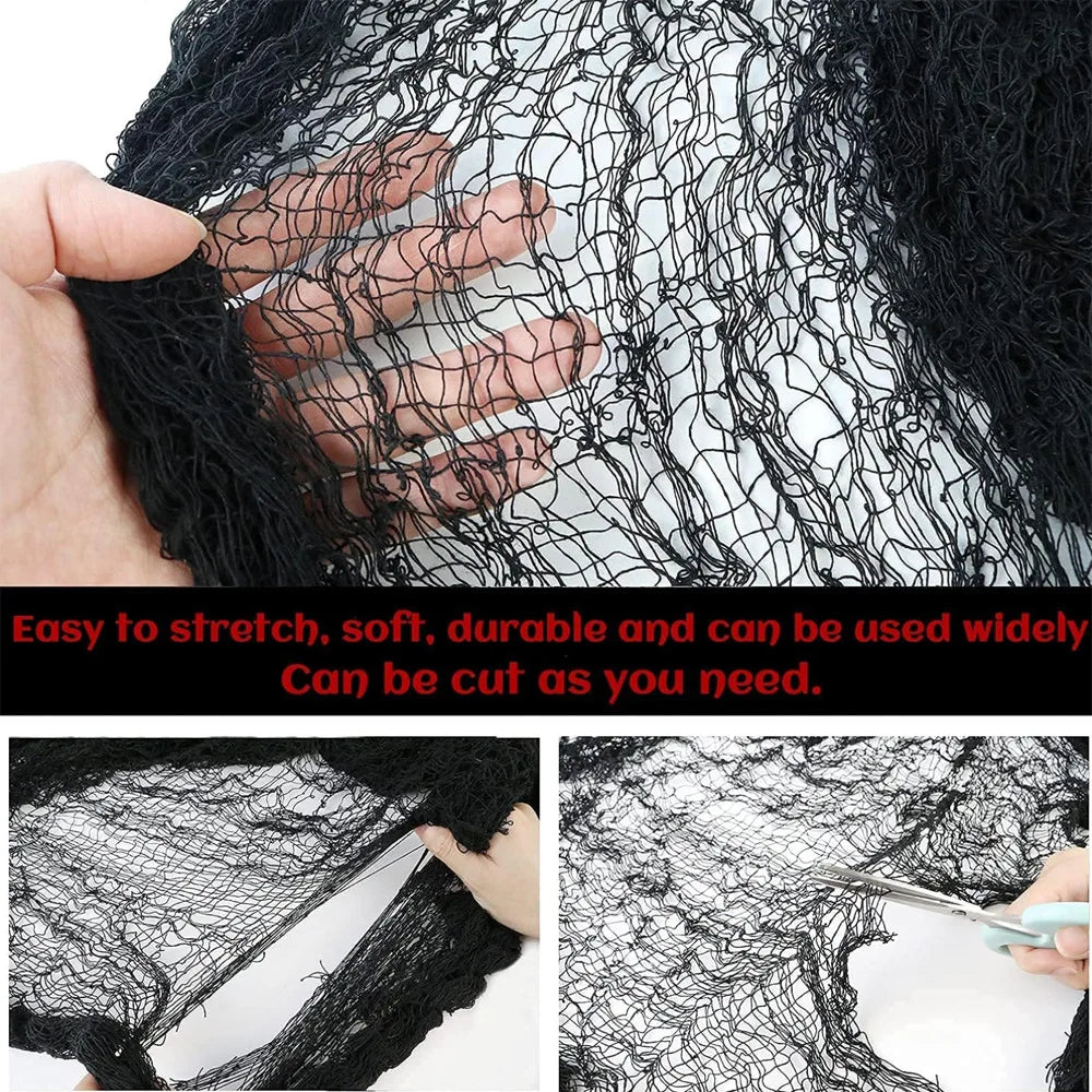 180x76cm Horror Halloween Decoration Black Gauze Artificial Spider