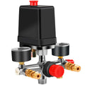 New Air Compressor Parts 90-120PSI Pressure Switch 4 Port Manifold Regulator Gauges 220-380V Aluminum Control Valve with Gauge Zpaxo Unadjustable