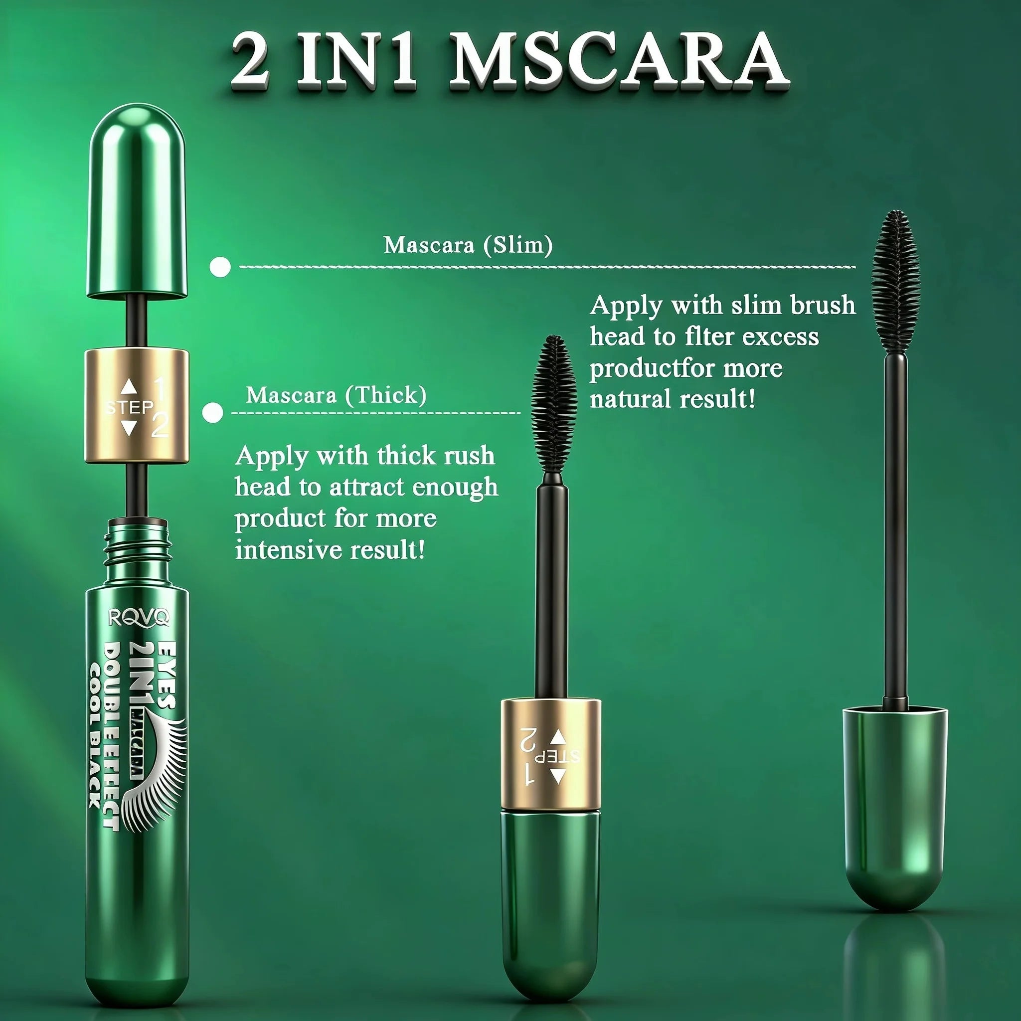 2-in-1 Waterproof Mascara Anti-smudging Non-greasy Long-lasting Zpaxo