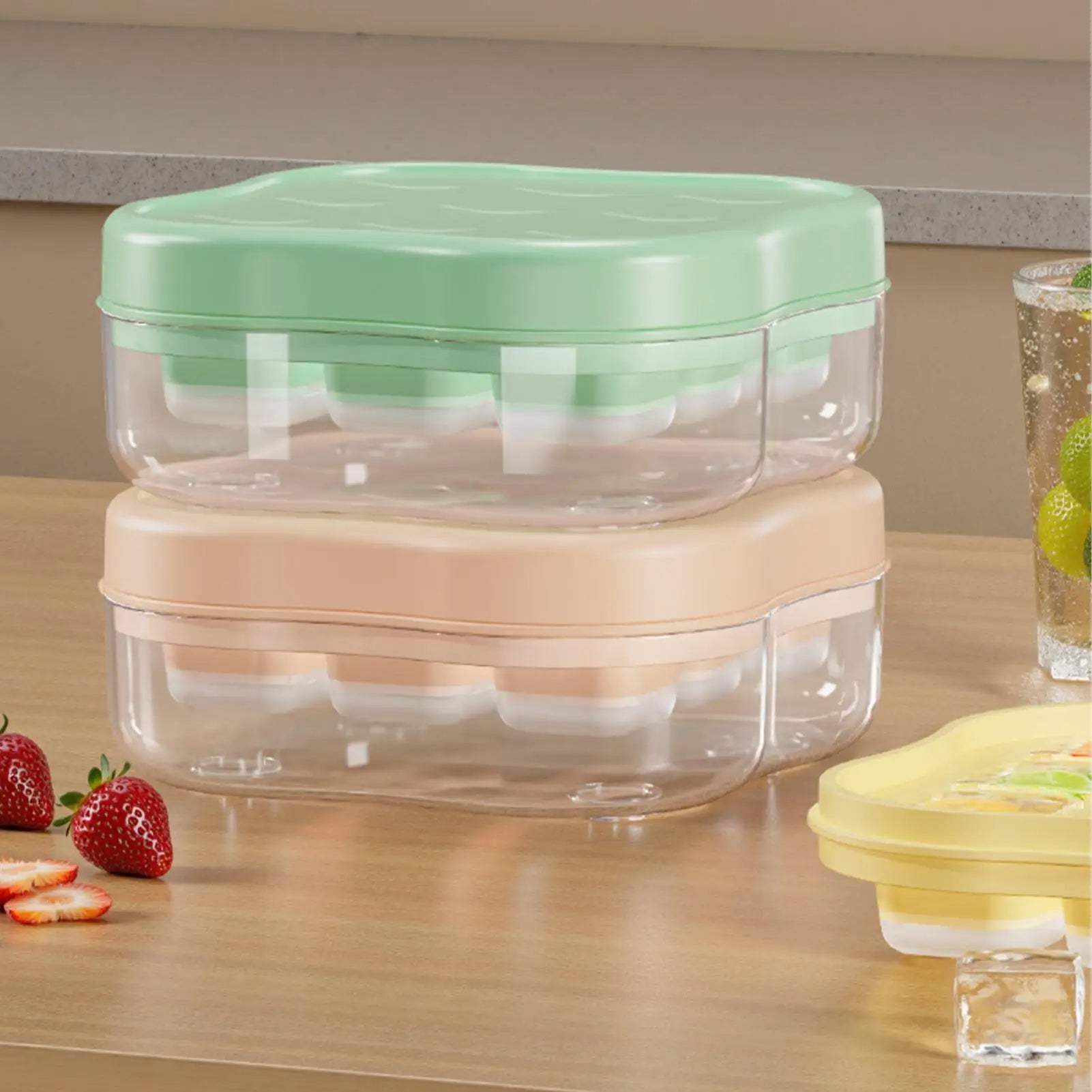 9-Grid Press Ice Cube Tray with Lid – Easy Release Freezer Mold Ice Cube Tray Zpaxo