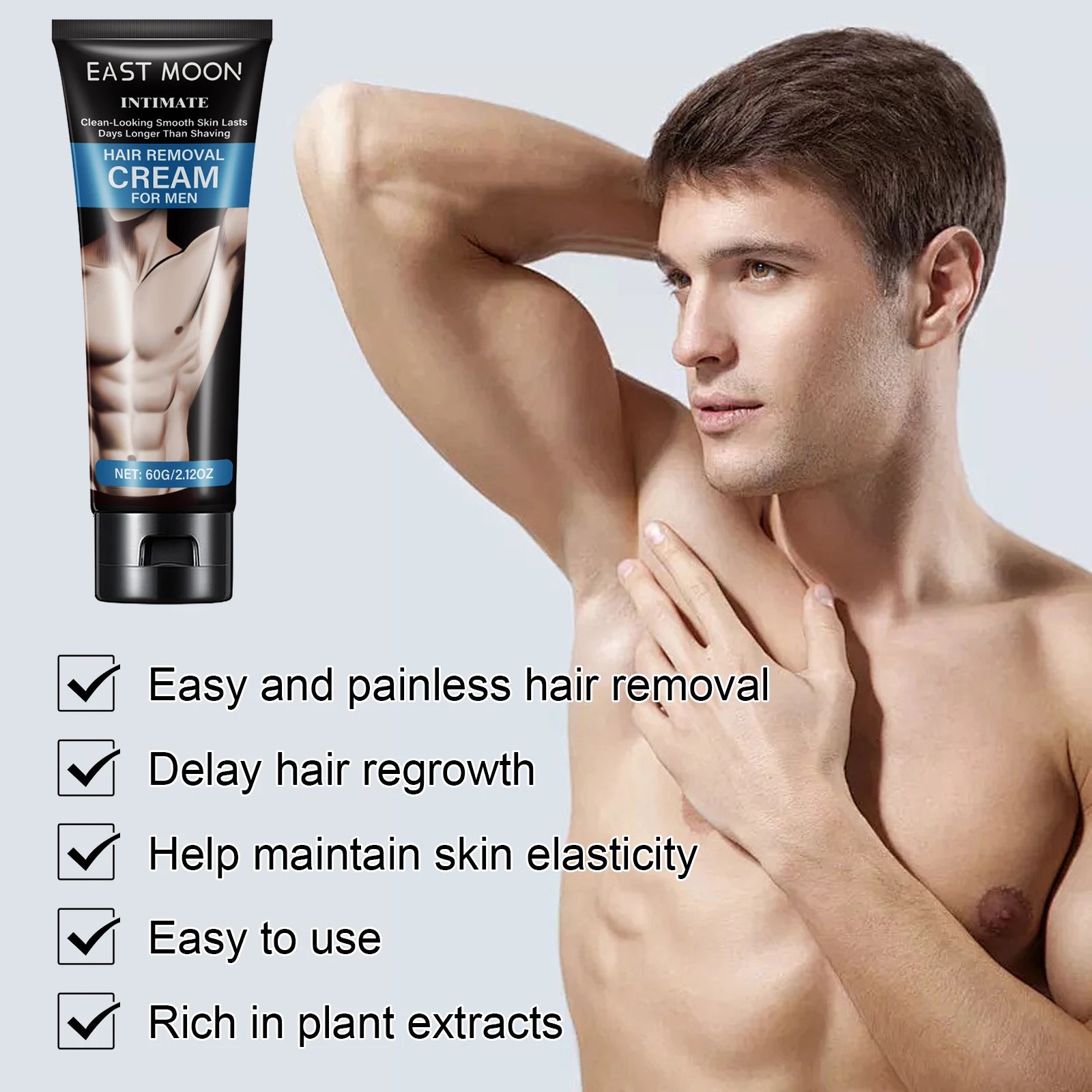 Men's Painless Hair Removal Cream – Chest, Arm, Leg & Back Hair Removal Cream Zpaxo