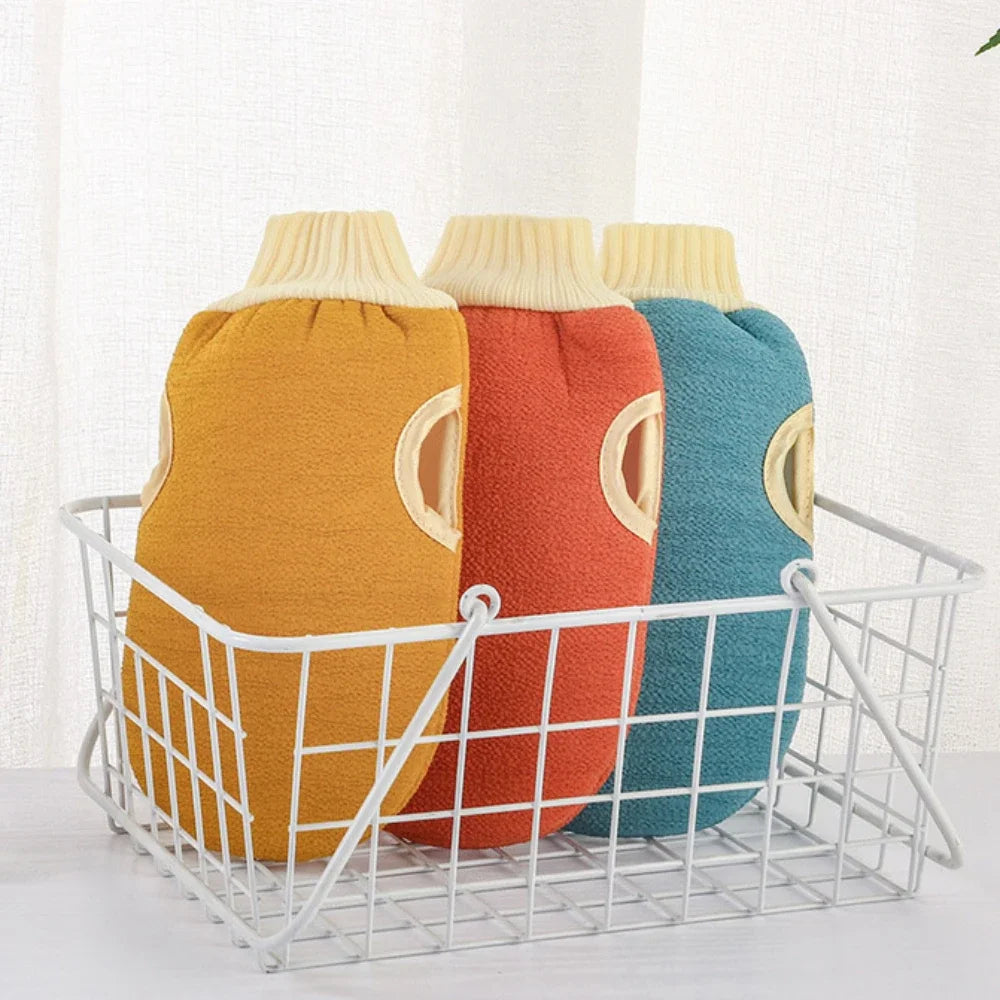 3pcs/set Bath Set Double-side Bath Towel Strong Rubbing Mud Glove Bath Towel Set Washing Towel Set Body Scrub Deep Cleaning Tool Zpaxo