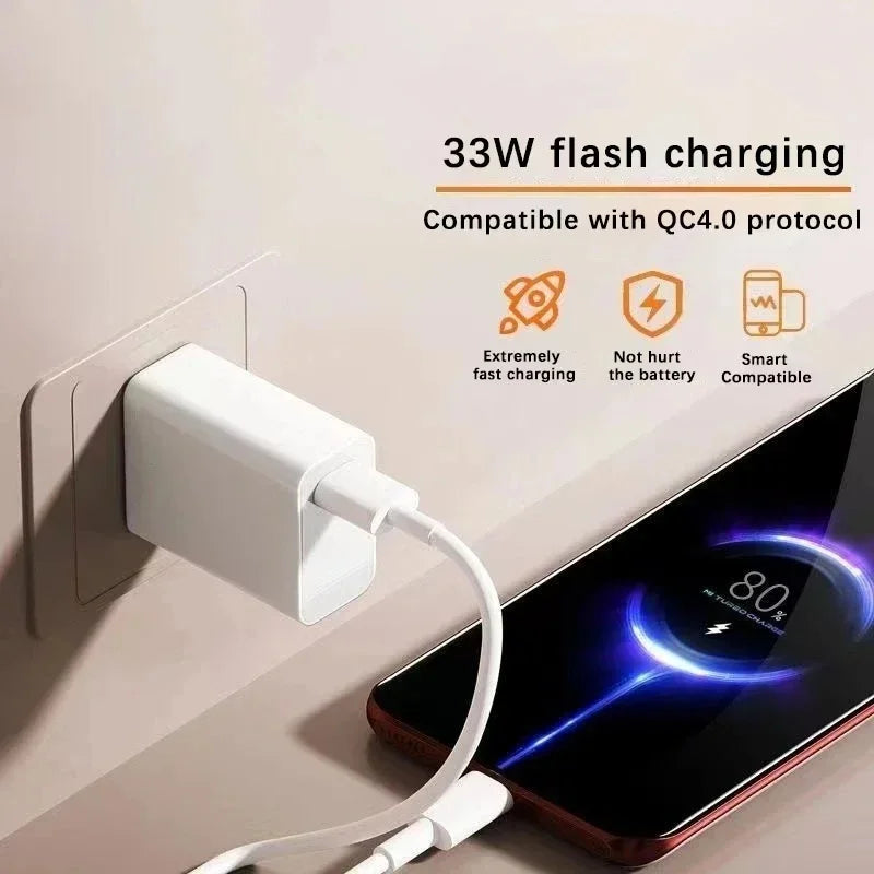 33W Fast Charger QC 3 0 USB Typec Cable 6A Quick Charging Turbo