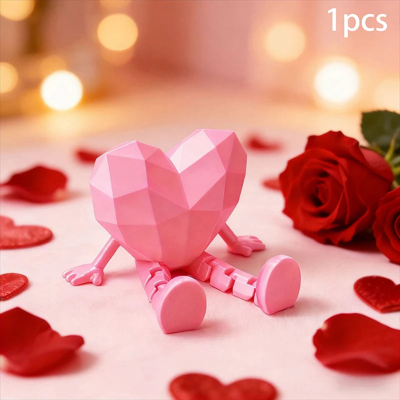 For Home Creative Valentine Love Gift Happy Valentine's Day Party Decor 2026 Valentine's Day Heart Joint Miniature Figurine Doll Zpaxo Pink 1pcs