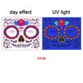 Day of the Dead Halloween Tattoo Fluorescent Waterproof Temporary Face Stickers Makeup Tattoo Dress Up Decoration Party Festival Zpaxo fh-009