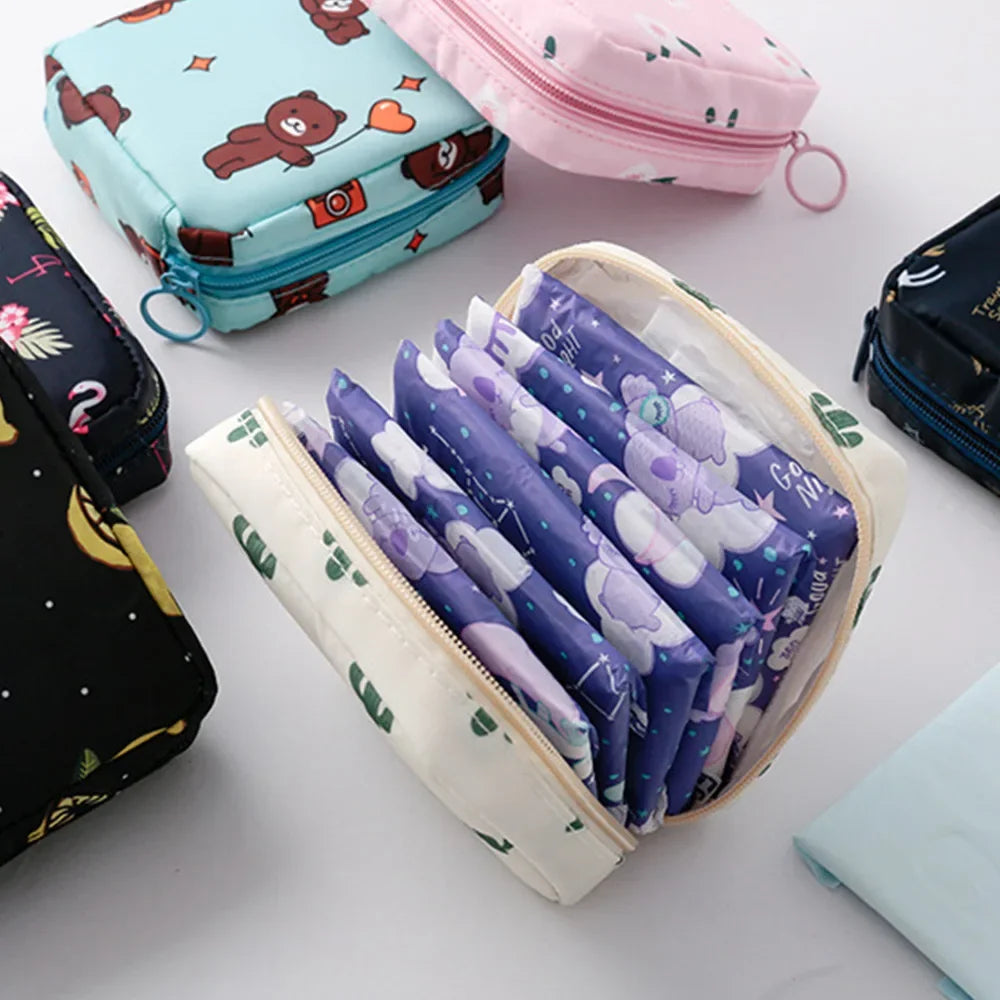 Women Portable Sanitary Pads Storage Bag Tampon Pouch Napkin Cosmetic