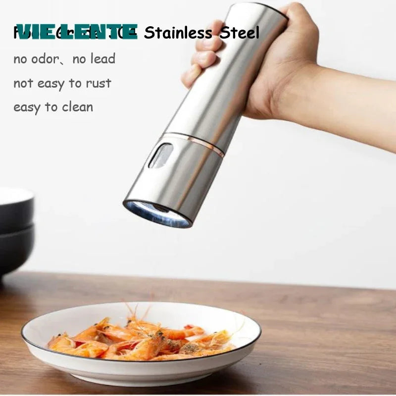 Electric Salt And Pepper Grinder With Adjustable Coarseness Refillable Mills Battery Powered Pepper Grinder Kitchen Gadget Tool Zpaxo