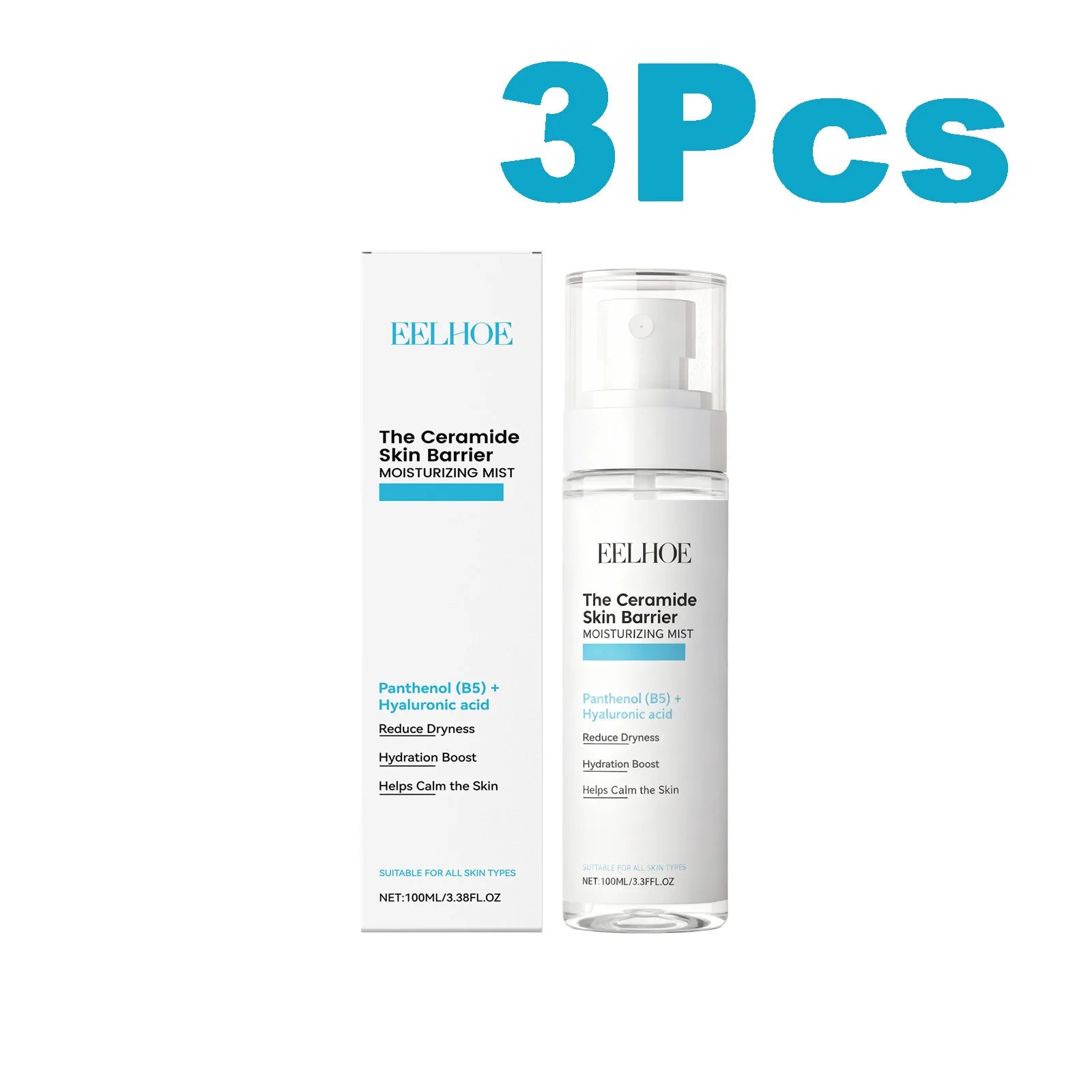 EELHOE Hyaluronic Acid Face Mist – Hydrating Toner Spray Hydrating Face Mist Zpaxo 3 x 100ml Boxed