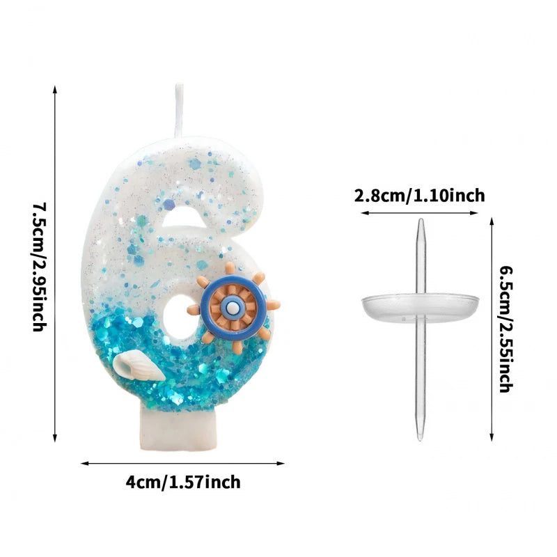 Ocean-themed Ship's Wheel Sequined Digital Birthday Candles