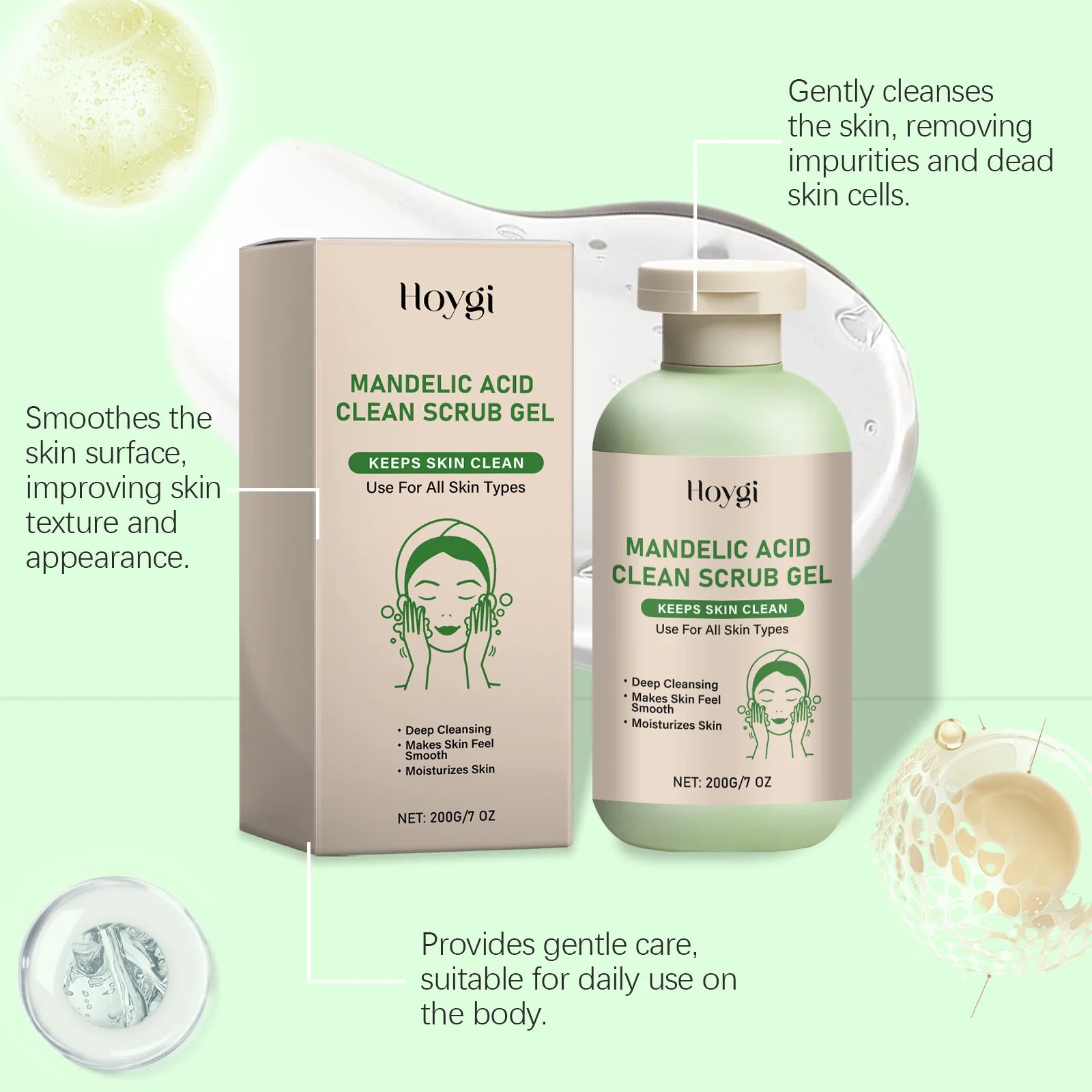 Body Exfoliating Gel, Deeply Cleanses & Moisturizes, Gently Removes Dead Skin, Clears Pores For Smoother Skin Zpaxo
