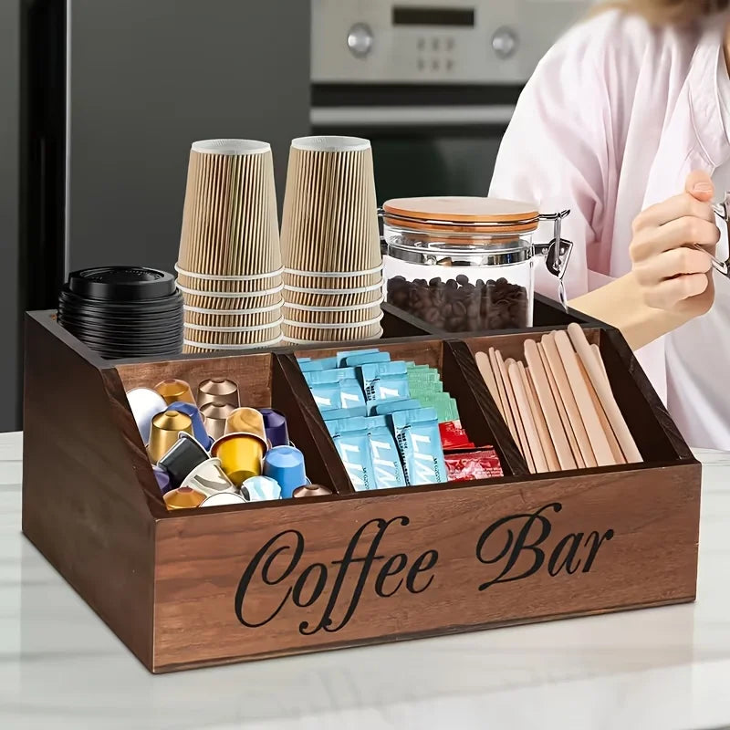 Boutique Coffee Storage Box Classic Wooden Multipurpose Organizer