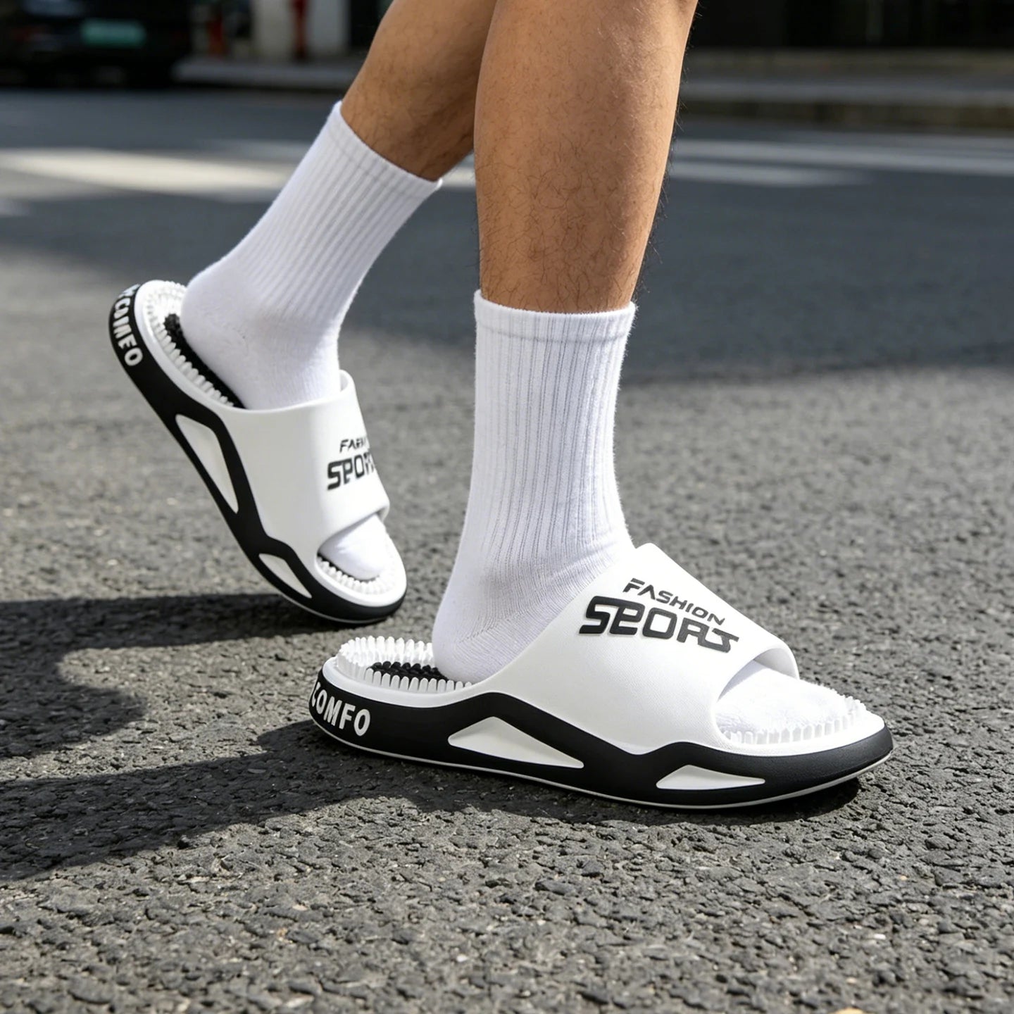 Non-slip Outdoor Men Slippers Massage Particles Soft Comfortable