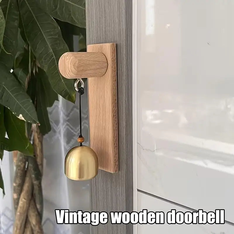 Vintage Wooden Doorbell – Mechanical No-Power Rustic Farmhouse