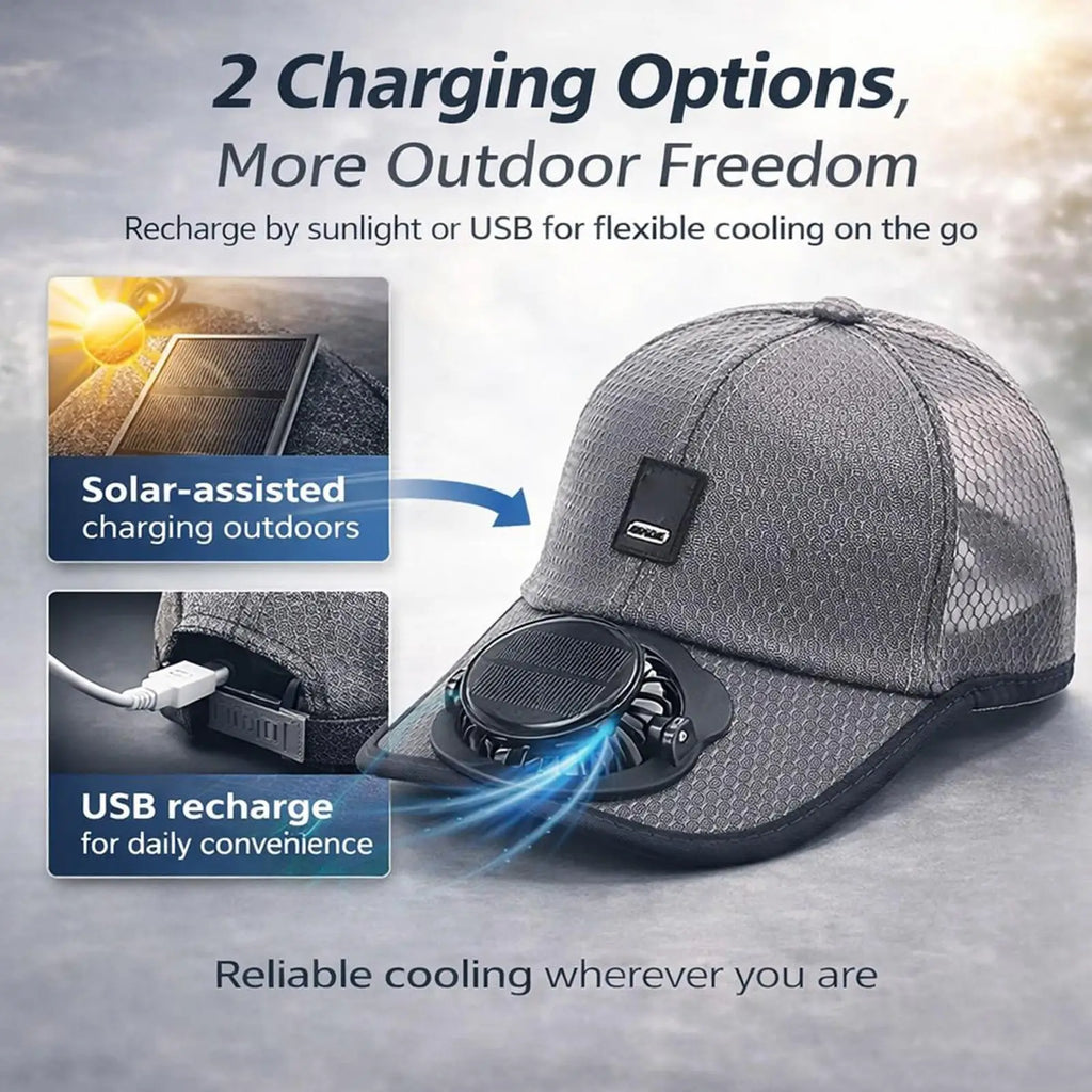 Solar Fan Baseballs Cap Wind Blower Sun Protection Headwear USB
