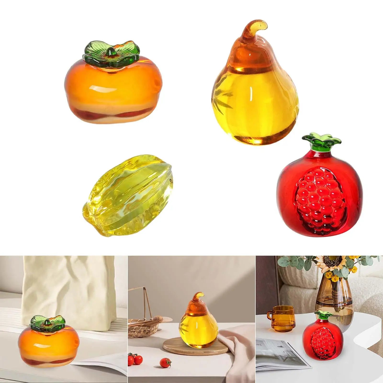 Glass Artificial Fruit Figurine – Decorative Desk Statue & Gift Glass Fruit Figurine Zpaxo