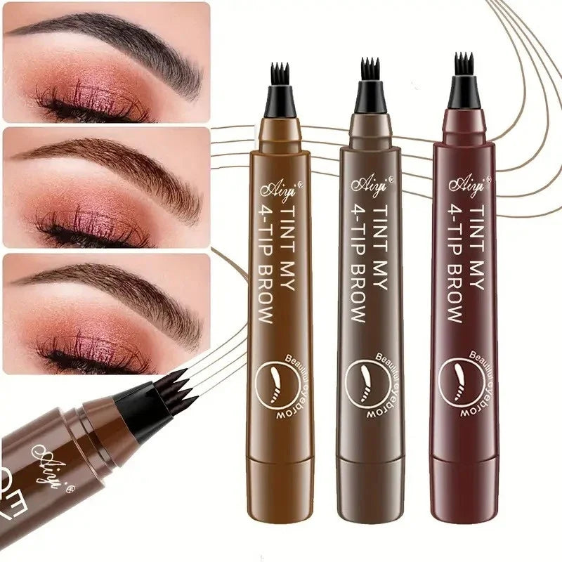 5 Colors 4 Point Eyebrow Pencil Waterproof Liquid Black Brown Eyebrow Pen Makeup Long Lasting Cosmetic 4 Split Tip Brow Pencil Zpaxo