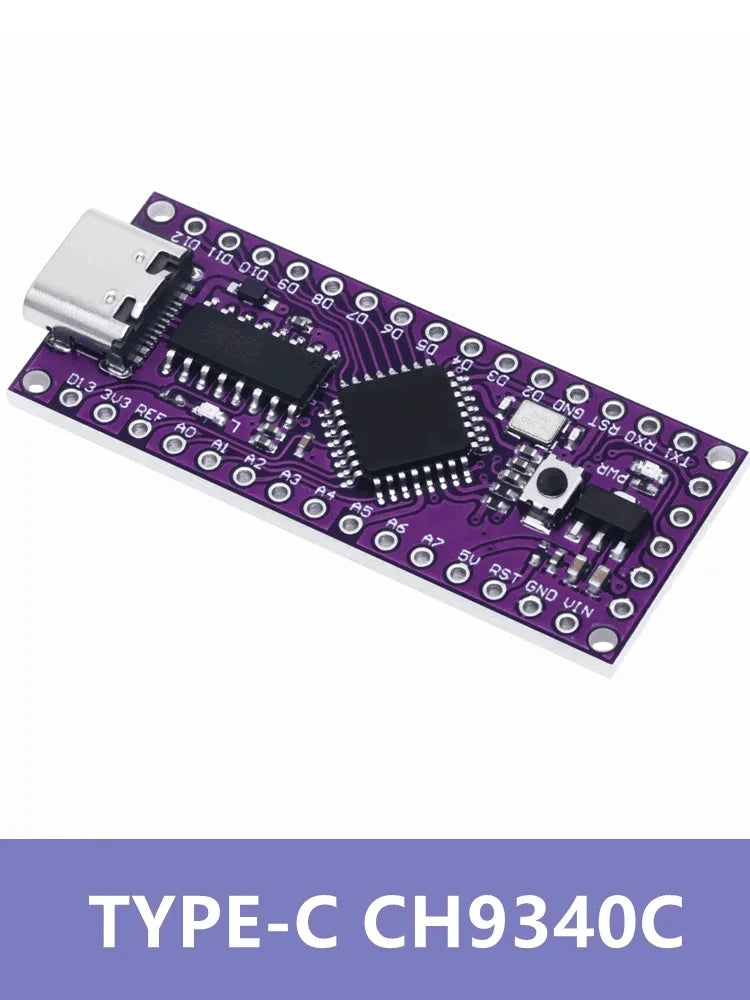 LGT8F328P-LQFP32 MiniEVB Development Board with Type-C and Micro USB - Compatible with ATMEGA328 Nano V3.0, CH9340C, HT42B534-1 Zpaxo TYPE-C CH9340C