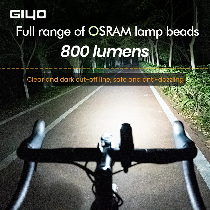 Bicycle Light 800-1500LM Front Lighting German Standard Headlamp Rotatable Lens USB Charge IP66 Waterproof Anti-Glare Bike Light Zpaxo