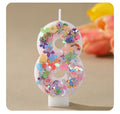 Sequined Flower Number Birthday Candles 0-9 Party Cake Decorations