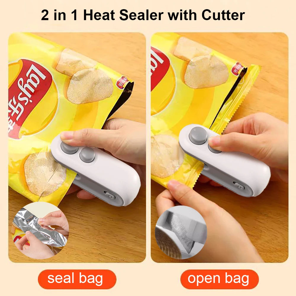 Mini Heat Bag Sealing Machine Package Sealer Bags Plastic Food Clip