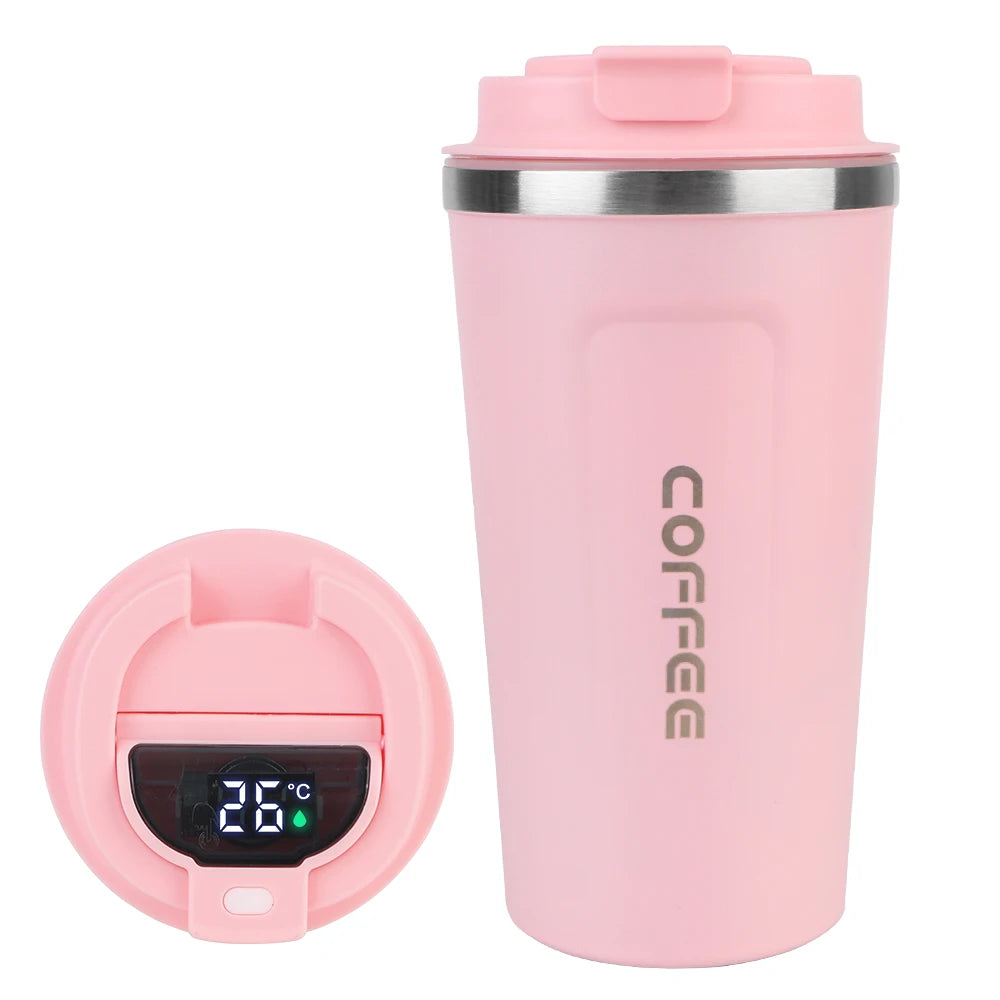 Coffee Mug Temperature Display Leakproof Car Tea Water Thermos Cup Zpaxo Pink With Display 510ml