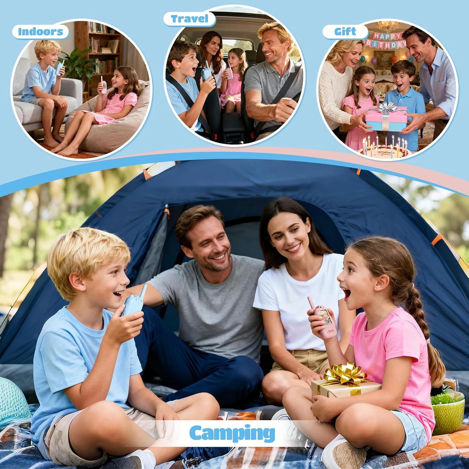 Children Kids Video Walkie Talkie Toys Outdoor 2 Pack Rechargeable Toddler Parent-Child Intercom With HD Camera For Boys & Girls Zpaxo
