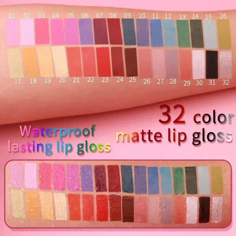 32 Lipstick Sexy Matte Long Lasting Lip Gloss Moisturizing Non-stick