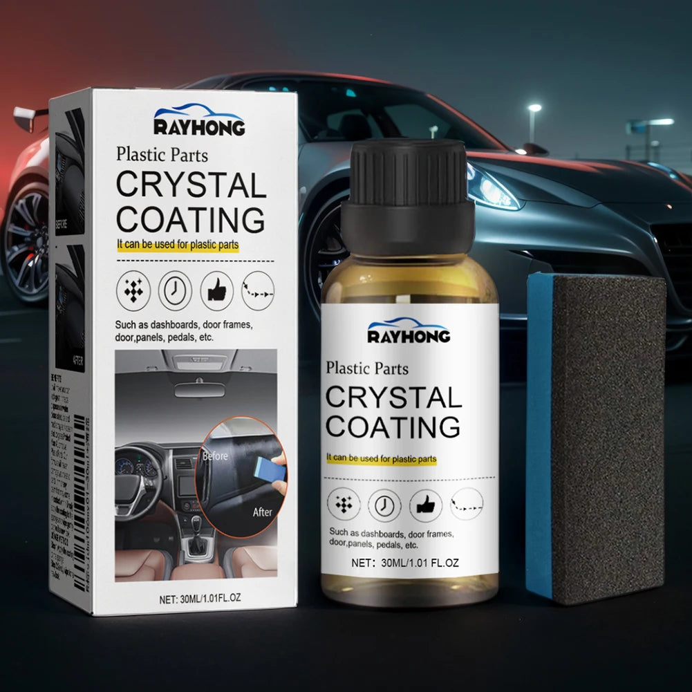 10-1sets Crystal Coating Wax Car Plastic Trim Restorer 30ML Car Panel Renovated Retreading Agent for Car Maintenance Zpaxo