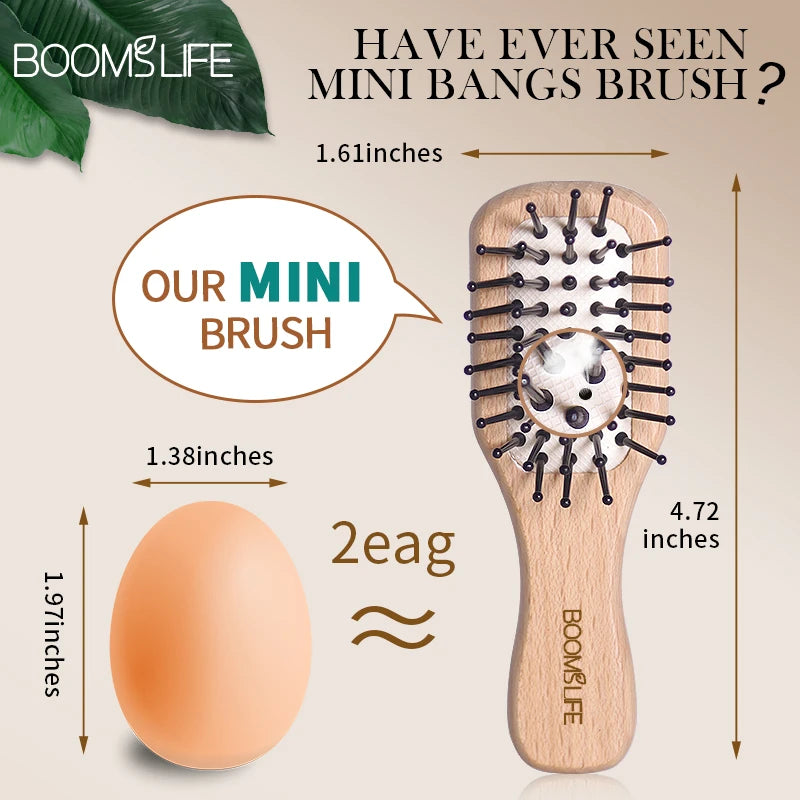 Portable Pocket Hair Comb Mini Hair Brush Salon Styling Small Travel Wide Tooth Comb Wood HairBrush Airbag Head Massage Brush Zpaxo