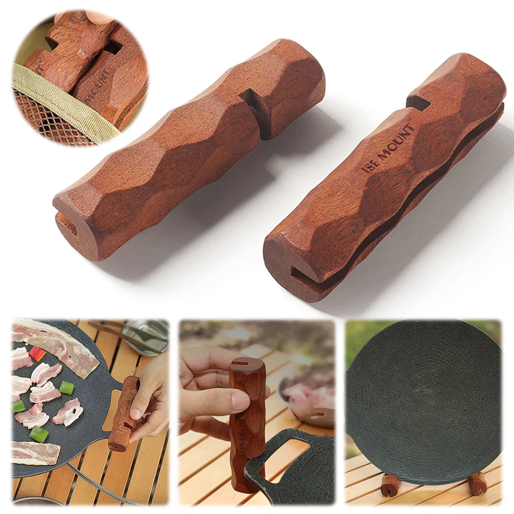 Heat Resistant Pan Holder Solid Wood BBQ Handle Cookware Sauce