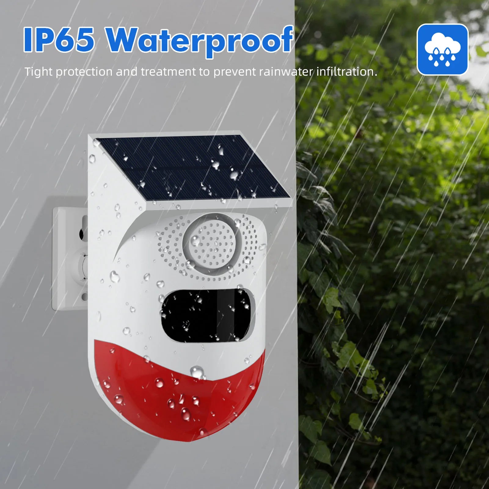 WiFi Alarm Sensor Tuya Solar Powered Wireless Infrared Motion Sensor Detector Strobe Siren PIR Sensor 120dB Alarm Waterproof Zpaxo