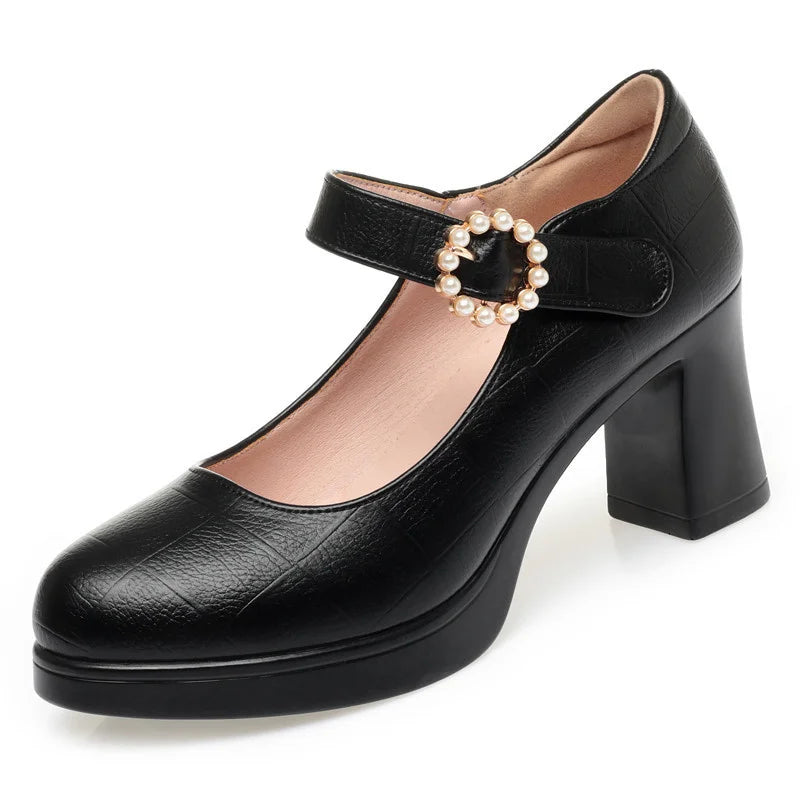 CINESSD Heel Office Shoes Elegant Middle Ladies Work Profession Women Zpaxo