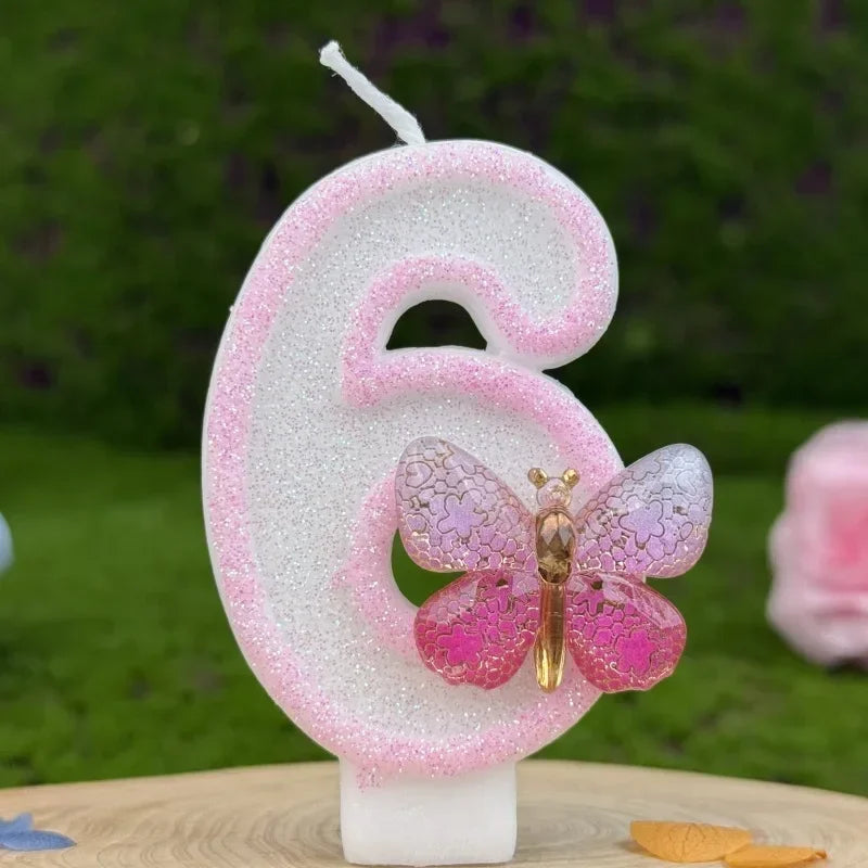 Pink Butterfly Number Candles 1–9 | Birthday Cake Topper Birthday Cake Candles Zpaxo 6