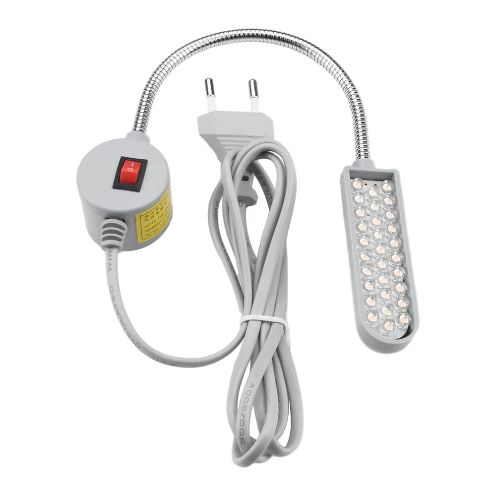 30 LED Industrial Sewing Machine Lighting Lamp Clothing Machine Accessories Work Light 360° Flexible Gooseneck Industrial Lights Zpaxo AC220V EU Plug