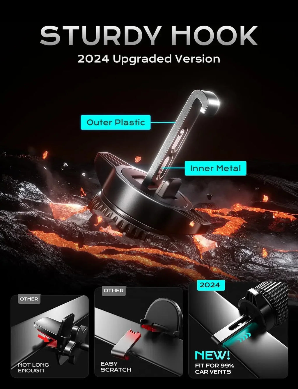 UYUXIO Wireless Car Charger Fast Charging Auto Clamping Air Vent