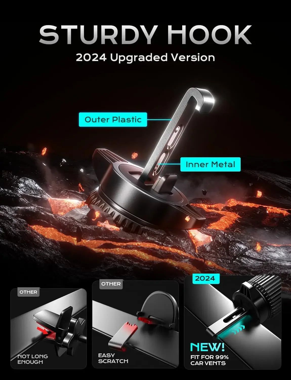 UYUXIO Wireless Car Charger Fast Charging Auto Clamping Air Vent