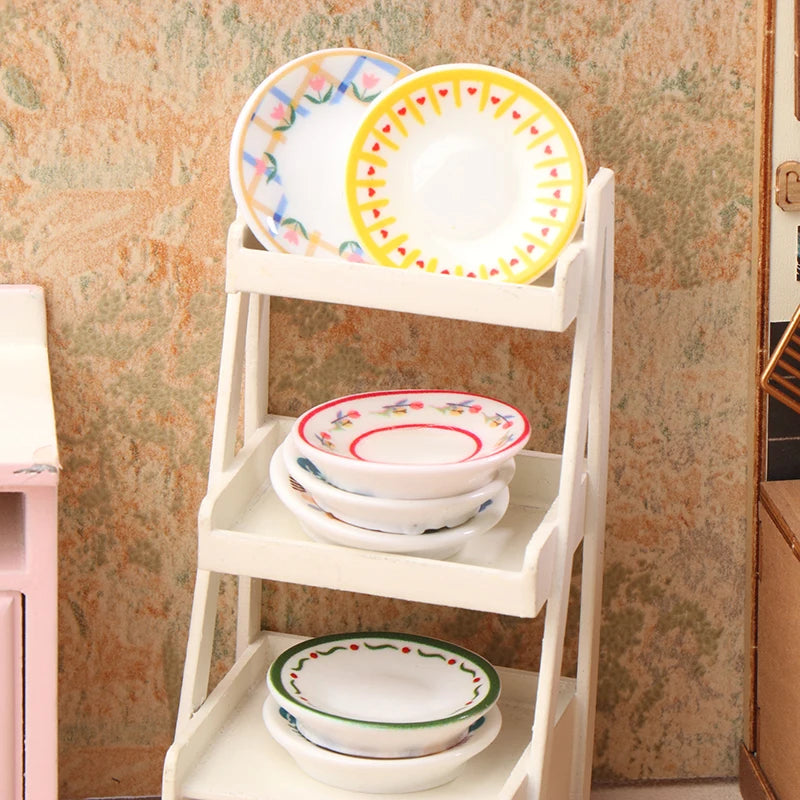 1 12 Dollhouse Miniature Plates 5 Pretend Play Kitchen Decorations Zpaxo