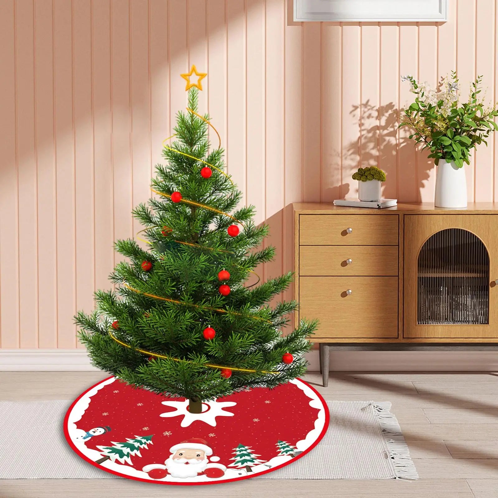Christmas Tree Skirt Base Cover Warm Round Apron Holiday Zpaxo Style F