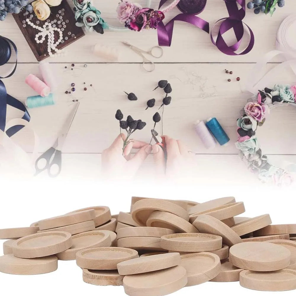 10-Pack Wooden Pendant Trays – Round Cabochon Blanks for Jewelry Jewelry Making Blanks Zpaxo