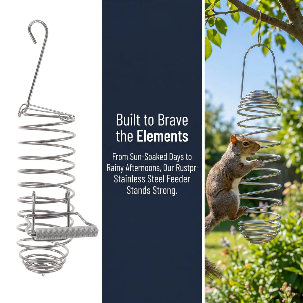 Squirrel Corn Cob Holder Stainless Steel Hanging Bird Feeder Stable