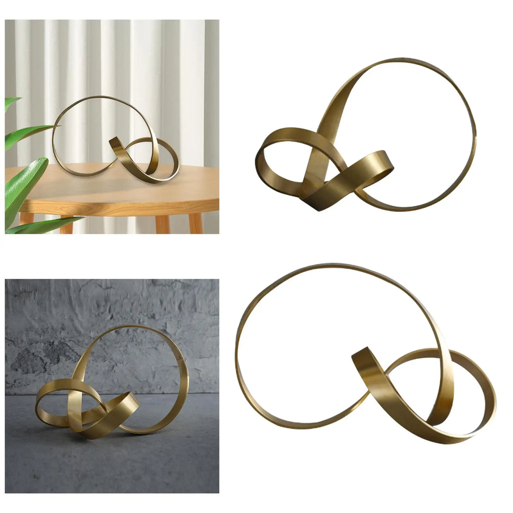 Metal Gold Twist Ornament Figurines Housewarming Gift Portable Art Unqiue for Bedroom Christmas Wedding Bookshelf Home Zpaxo