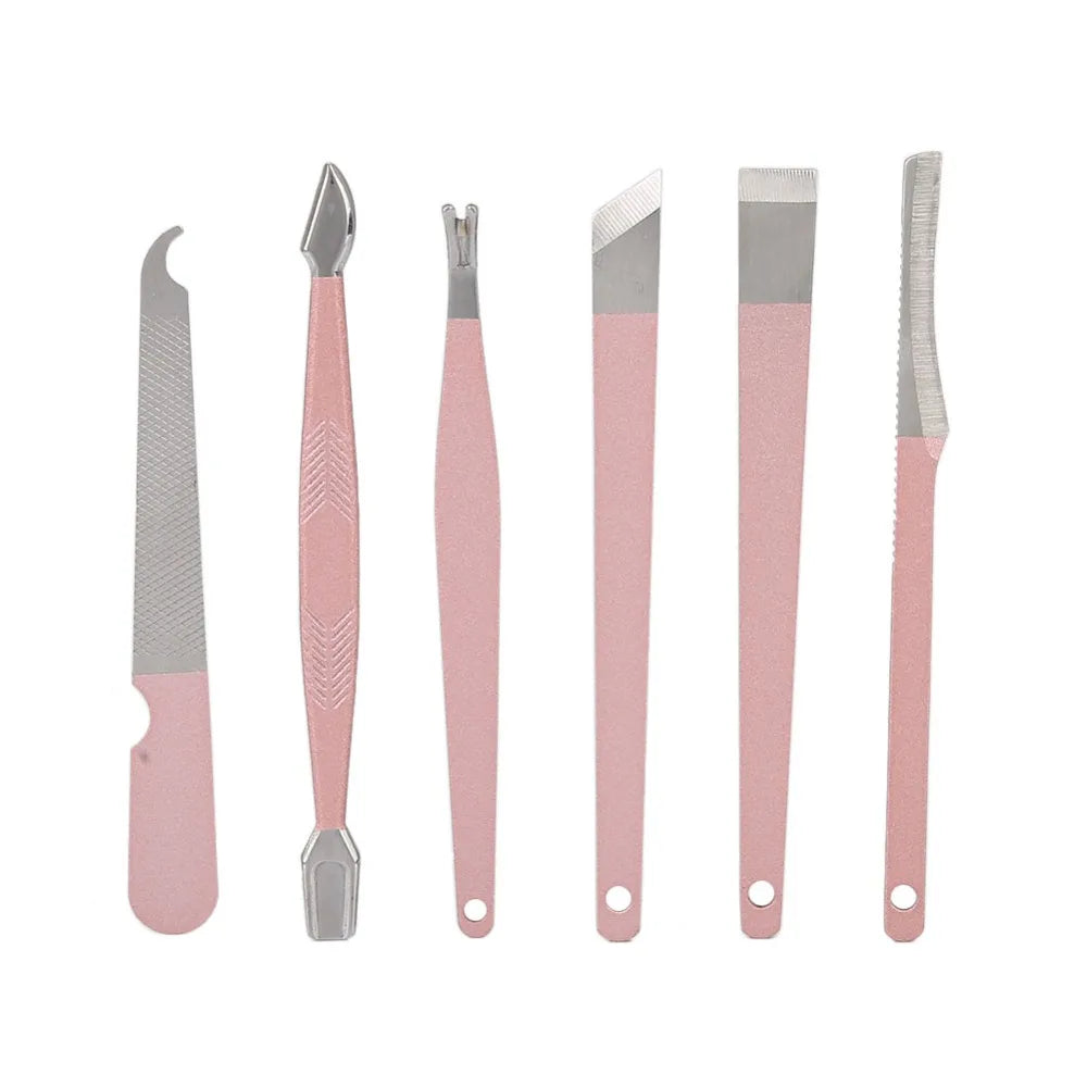 18PCS Stainless Steel Nail Clippers Set Rose Gold PU Leather Case Nail Art Tool Set Portable Cuticle Clippers Kit Zpaxo