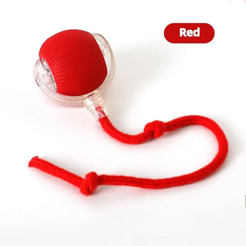 Cat Toys Interactive Ball Cat Accessories Interactive Cat Ball Kitten CatBall Toys Electronic Automatic Rolling Magic Ball Zpaxo Rope-Red.
