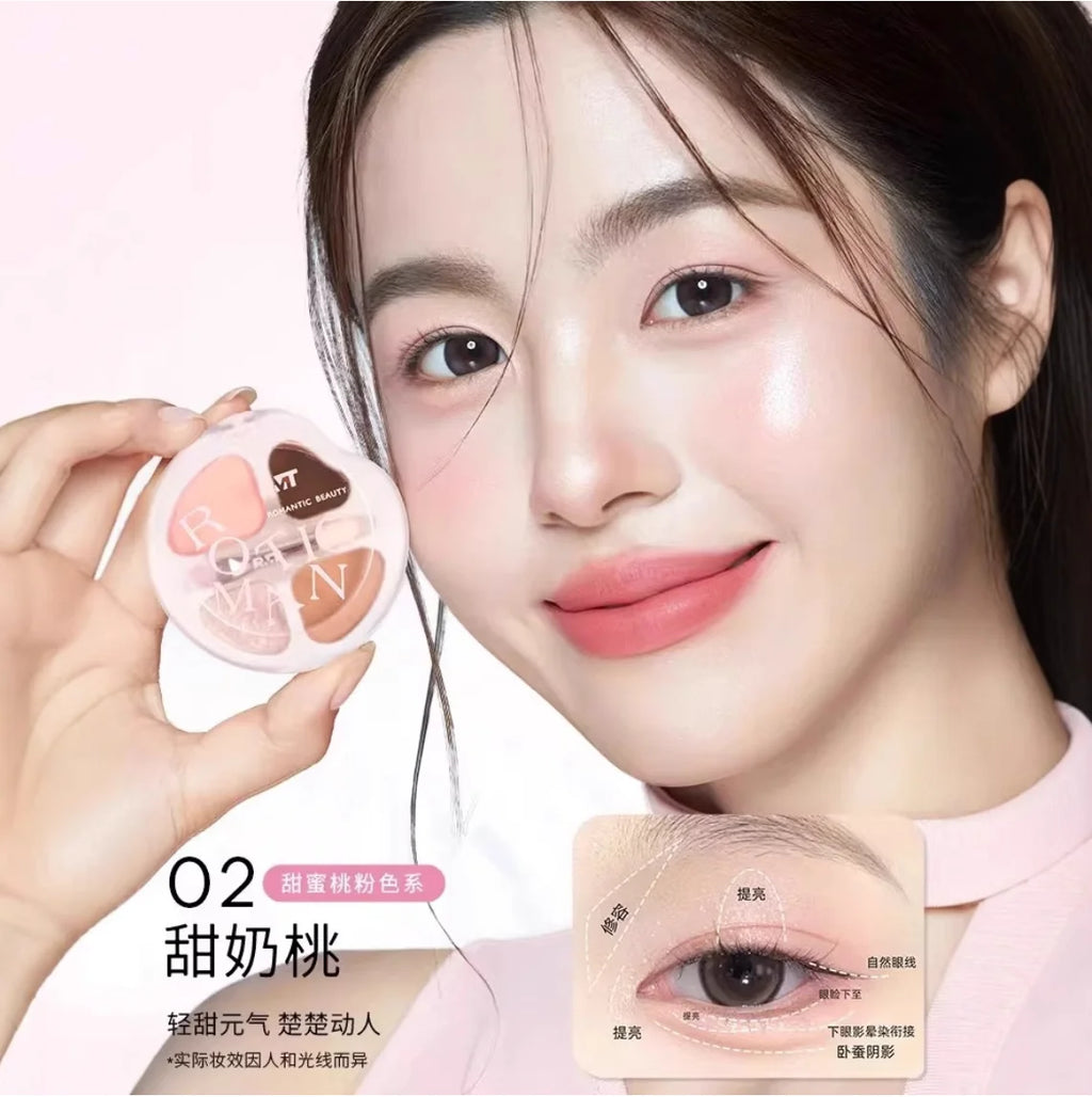RMT ROMANTIC BEAUTY Eye Shadow Silkworm Palette Four Colors Matte Contouring And Brightening Eyeshadow Palette Zpaxo