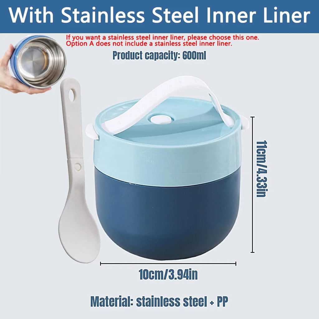 Soup Lunch Containers Food Bowl Spoon Microwave Safe Insulated