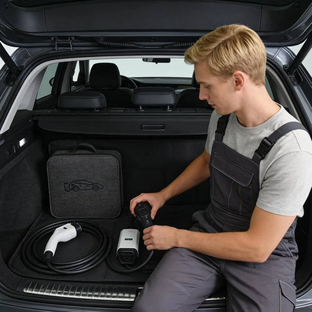 Portable EV Charger Cable Storage Bag – Dustproof Felt Organizer