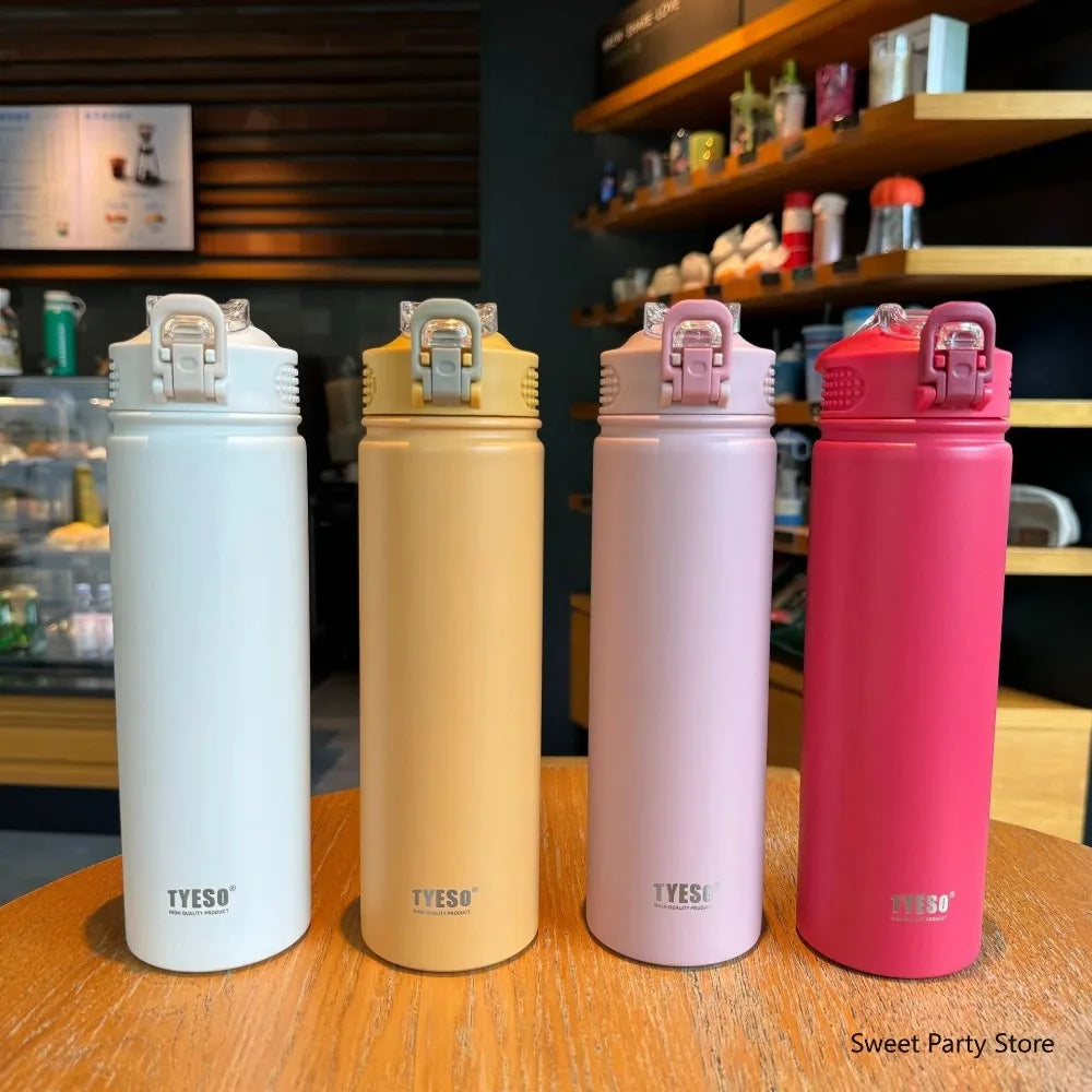 Stainless Steel Vacuum Flask Straw Car Thermal Cup Sports Water