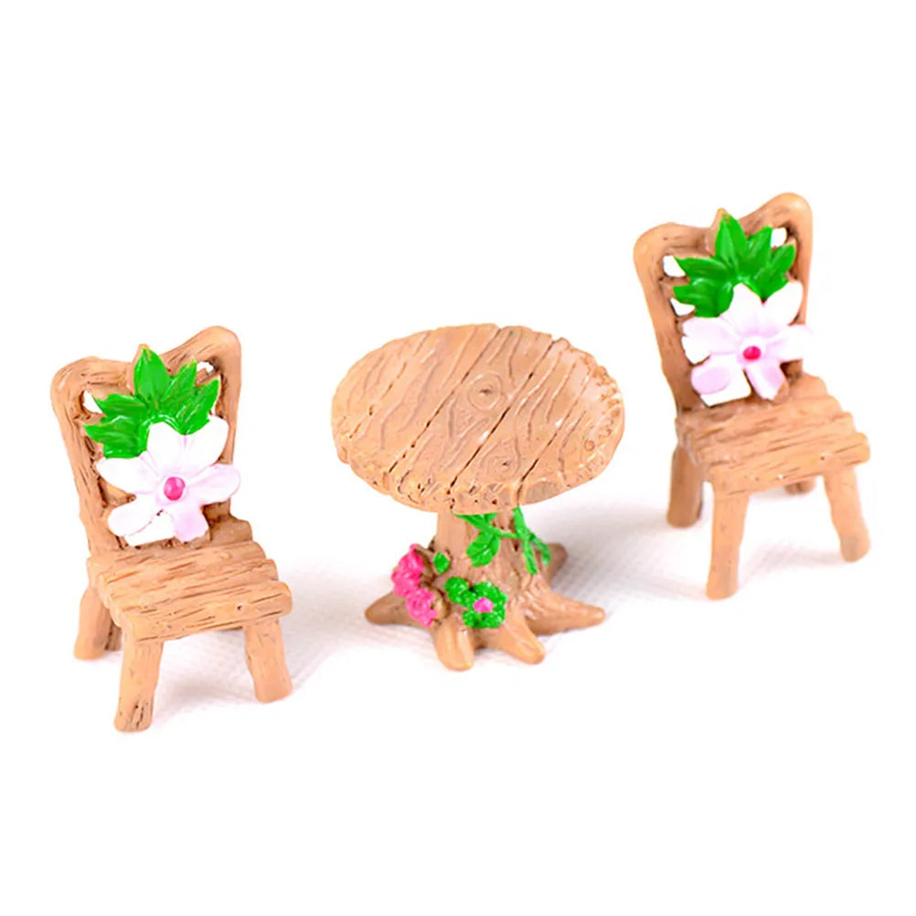 Moss Micro Landscape Succulent Plants Decoration Resin Table Chair